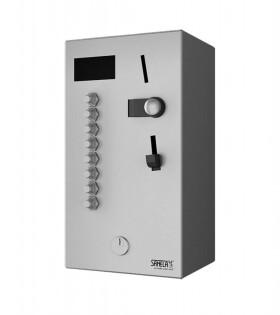 SANELA - Automaty Nástěnný mincovní automat pro 4-8 sprch, přímé ovládání, antivandal, matný nerez SLZA 02LM