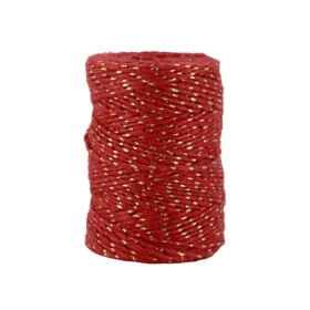 Chic Antique Jutový provázek 50 m – Cherry / Gold thread, červená barva, textil