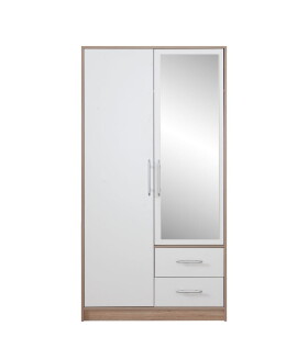 FRONTI Šatní skříň SMART III 100 se zrcadlem dub sonoma + bílý lux 13457