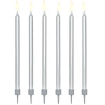 PartyDeco Svíčky stříbrné 12,5 cm 12 ks