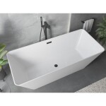 MEXEN/S - Velo Slim volně stojící vana 170 x 75, bílá, sifon a přepad černá 52811707500-70
