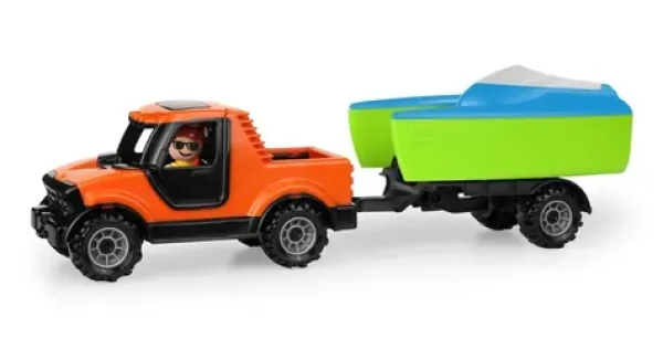 Lena Truckies Pick-up s vozíkem a loďkou oranžová