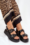 Dámské sandály na platformě a klínu s přezkami černé Genorre 39