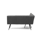 Lavice rohová, šedá látka v dekoru broušené kůže, černý kov