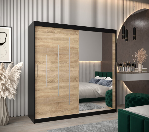 Šatní skříň Abi Y2 Barva korpusu: Černá, Rozměry: 200 cm, Dveře: Dub sonoma