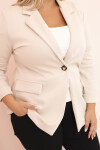 Dámská viskózová plus size s dlouhým rukávem a límcem béžová UNI
