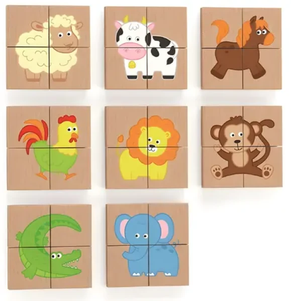 VIGA Dřevěné magnetické puzzle Zvířátka