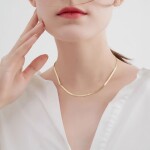 Ocelový náhrdelník Anna Gold, mm plochý had, chirurgická ocel, Zlatá cm