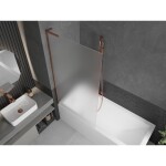 MEXEN/S - Next L vanová zástěna FIX 90 x 150, dekor, růžové zlato 895-090-000-03-30-60