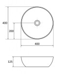 RAVAK - UNI Umyvadlo na desku, průměr 40 cm, bez přepadu, bílá XJX01140003