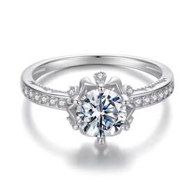 Stříbrný prsten Laura 1 ct MOISSANITE + CERTIFIKÁT, 57 Stříbrná