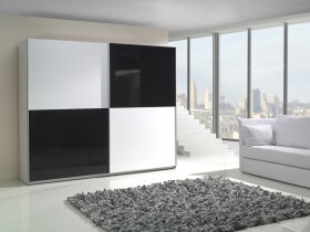 FRONTI Šatní skříň LUX 4 bílý lesk / černý lesk 6770