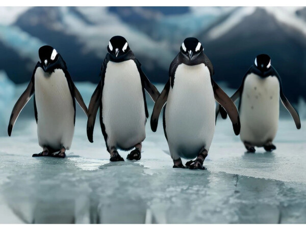 Pohlednice 3D Four Penguins AI