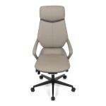 Kancelářské křeslo, šedá ekokůže, houpací mechanismus s aretací ve 4 polohách, kovový kříž, kolečka pro tvrdé povrchy
