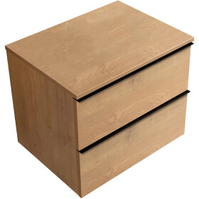 CERANO - Koupelnová skříňka Velora - dub medový, úchytka černá + deska pod umyvadlo Navira Slim - 18 mm - 70x54,8x46,5 CER-664810