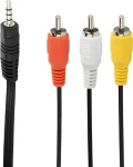 Gembird Jack 3.5mm 4-pin - 3x RCA černý / AV kabel / 2 m (CCA-4P2R-2M)