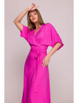 Dámské šaty se zavinovacím vzorem S406 Tmavě růžová - Stylove XL Fuchsie
