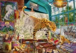 TREFL Puzzle Premium Plus Tea Time: Leopardi v malířském ateliéru