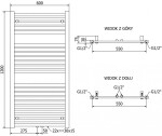 MEXEN/S - Hades radiátor + topná tyč 1200 x 600 mm, 900 W, bílá W104-1200-600-2900-20