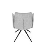 Židle jídelní, šedá látka, 360° vratný mechanismus, černý kov