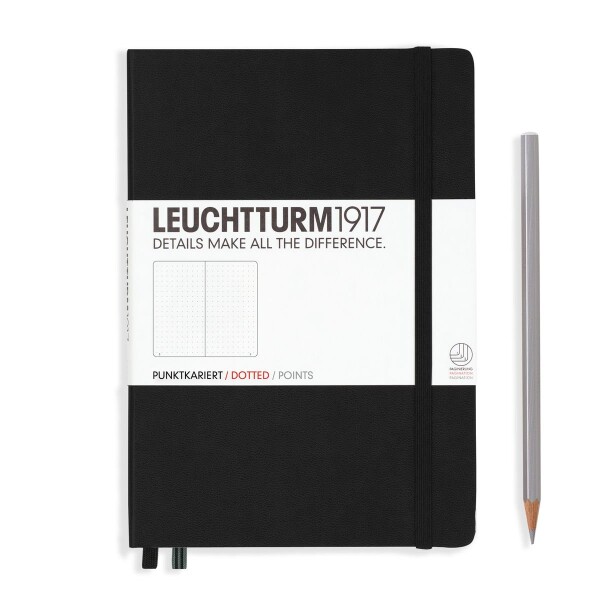 Leuchtturm1917 Zápisník Black Medium A5 tečkovaný