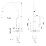 INVENA - Dřezová baterie Ligaria s elastickým výtokem, chrom/černá BZ-39-008-L