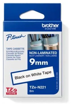 Brother TZE-N221 bílá/černá / Páska do tiskárny štítků / 9 mm / 8 m / nelaminovaná (TZEN221)