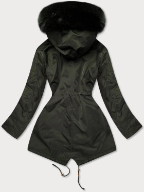 Dámská zimní bunda parka v barvě khaki s kapucí (b531-11) odstíny zelené XL (42)