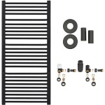 CERANO - Koupelnový radiátorový set Antonio - ústřední vytápění - boční připojení - 655W - černá matná - 1180x550 mm mm CER-663298