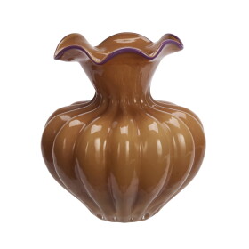 MADAM STOLTZ Skleněná váza Apricot/Lilac, hnědá barva, sklo