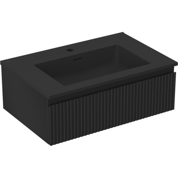 MEXEN/S - Rivel koupelnová skříňka 70 cm s umyvadlem Otis, 1 šuplík, reliéf , černá mat 91A20-07023-1-BF71-W18M71
