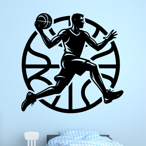 Samolepka Basketbalista v akci Barva: oranžová, Velikost: 60 x 59 cm