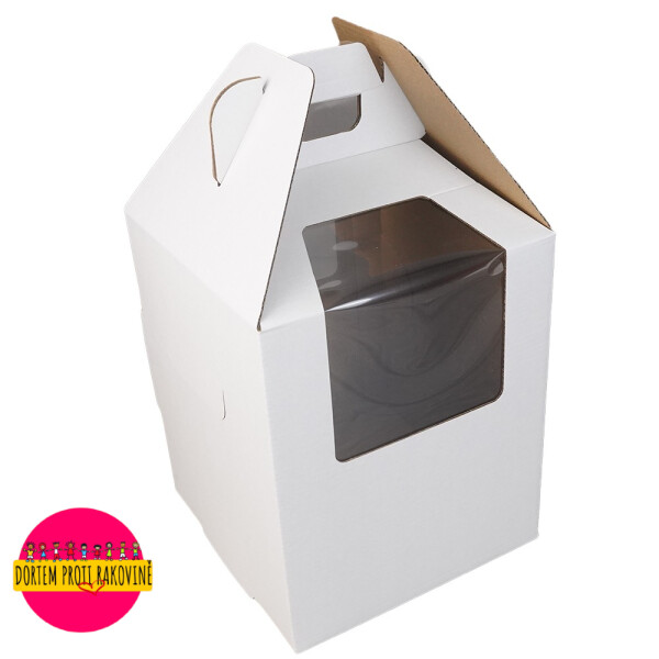 Cake star dortová krabice bílá s úchytem (25,4 x 25,4 x 30,5 cm)
