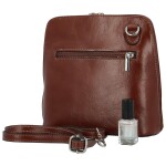 Luxusní dámská kožená crossbody kabelka Miara, hnědá