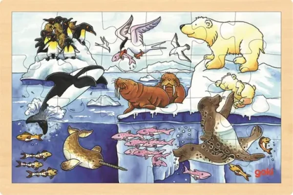 GOKI Dřevěné puzzle Arktická zvířata