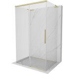 MEXEN/S - Rox-3S L sprchový kout 3 stěnný , posuvný 155 x 100, transparent, zlato kartáčovaná 8C2L-155-100-55-00-3S