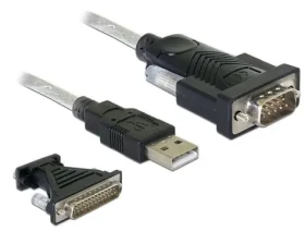 DeLock USB 2.0 Typ-A - RS-232 DB9+DB25 černá / Adaptér / 1,8 m / pozlacené kontakty (61314)