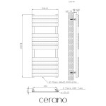 CERANO - Koupelnový radiátorový set Claude - kombinované vytápění, termo tyč - boční jednobodové připojení - 600W - černá matná - 1200x500 mm CER-663775