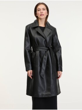 Černý dámský koženkový kabát JDY Vicos Dámské