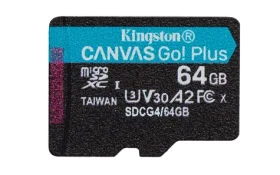 Kingston Canvas Go Plus microSDXC 64GB / UHS-I U3 / Class 10 / čtení: až 200MBs / zápis: až 160 MBs (SDCG4/64GBSP)