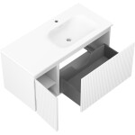 MEXEN/S - Rivel koupelnová skříňka 100 cm s umyvadlem Vela pravá, 1S, 1D, reliéf, bílá mat 91A23-10047-3-BBFF01-W23P01
