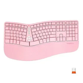 Meetion DirectorW růžová / Ergonomická bezdrátová klávesnice / US layout / 2,4 GHz / USB-C nabíjení (DirectorW)