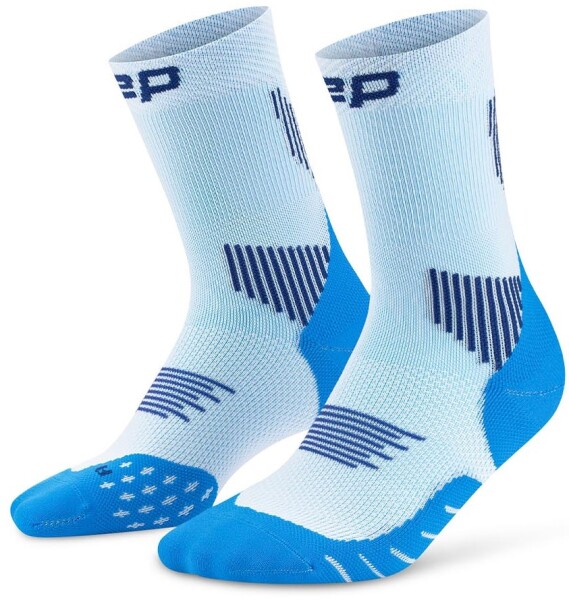 CEP dámské běžecké kompresní vysoké ponožky 5.0 - blue/ice Velikost: III (Vel. chodidla 37-40)