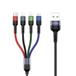 USAMS SJ413 U26 3m / Nabíjecí kabel / 4v1 / 2A / 2x Lightning, microUSB, USB-C / opletený (SJ413USB01)