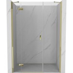 MEXEN/S - Mist-H sprchové dveře křídlové levé 130, transparent, zlatá 8A5-130-001-50-00-L