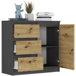 DumDekorace Komoda R-80-S3 se zásuvkami 80 cm - různé barevné varianty antracit