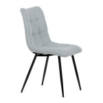 Židle jídelní, stříbrná látka, černý kov