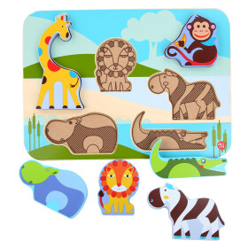 Zvířátka ze safari- dřevěné vkládací puzzle dílů