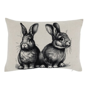 Chic Antique Lněný povlak na polštář Two Rabbits 50 × 35 cm, béžová barva, textil