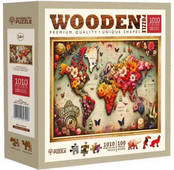 WOODEN CITY Dřevěné puzzle Barevná mapa 1010 dílků